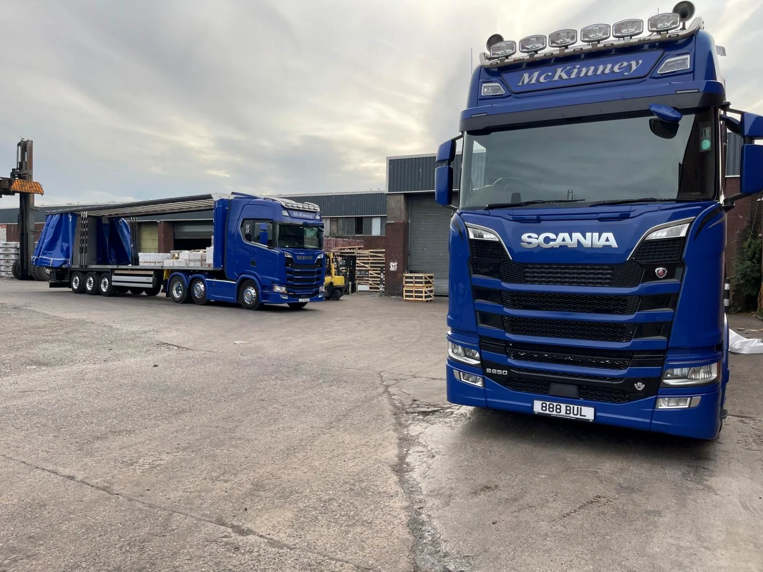 McKinney Haulage commercial vehicles in a Liverpool yard